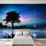 Blue Star Sky Lake 3D Full Wall Mural Photo Wallpaper Printing Home Kids Decor