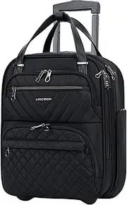 [KROSER] Carry On Underseat Multi-Functional, 16-inch Underseater Lightweight Overnight Suitcase for Men Women, Black