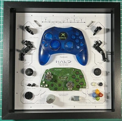 Xbox Blue HALO Controller S Teardown in shadow box Wall Art