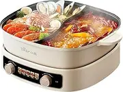 6.5L Electric Hot Pot with Divider, Mandarin Duck Pot, Home Split Multifunctional, Double Knob Zoned Temperature Control, 2100W High Power, Non-stick