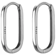 ANYCO Fashion Earrings Silver 925 Sterling Simple Oval Glossy Huggies Ear Buckle for Women Bohemian piercing Jewelry