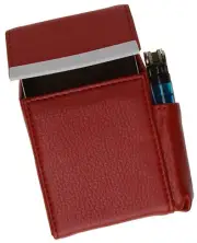 Red Cigarette Hard Case Leather Flip Top Lighter Holder