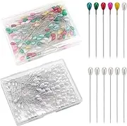 SAVITA 200 Pieces Long Teardrop Pearl Pins Straight Corsage Pins Sewing Pins Boutonniere Pins for Sewing Craft Wedding Decorations (White, Multicolor)