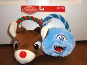 Rudolph The Red nosed Reindeer & Bumble Snow Monster Plush Dog Toy Set