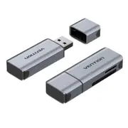Vention CLIH0 2-in-1 USB-A Card Reader - Gray USB 3.0 - (SD+TF) - Dual Drive Letter - Aluminum Alloy Type [CLIH0]