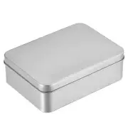 Metal Tin Box, 4.92" x 3.54" x 1.57" Tinplate Containers with Lids, Silver Tone