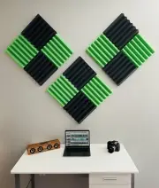 2"x12"x12" Green Black Acoustic Wedge Studio Soundproofing Foam Tiles 12 Pack