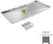Adjustable Grease Tray with Catch Pan, Universal Drip Pan for Dyna-glo Grills, Replacement Parts for 3/4/5 Burner Gas Grill Models, Fits Nexgrill Grills, for Expert Grill and More (Length 61 CM-76 CM)
