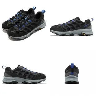 【MERRELL】戶外鞋 Moab Speed XTR GTX 男鞋 黑藍 防水 襪套 塑膠再生材質 黃金大底 登山鞋(ML067091)