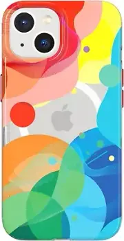 Tech21 Evo Art Rainbow Splash Design Case Cover for iPhone 15 + Tempered Glass