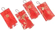 ABOOFAN 4pcs New Year red Envelope Hong bao Packet Nativity Ornaments red Ornament Christmas Crafts Bag Xmas Tree Spring Delicate Money Pouch Brocade Japanese-Style Wedding Supplies
