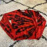 Proenza Schouler White Label Shrunken Red & Black Tie Dye Sweatshirt Women's XS
