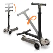 Hurtle 3 Wheeled Scooter for Kids - Foldable Stand Child Toddlers Toy Kick Scooters w/Built-in LED Wheel Lights, Anti-Slip Wide Deck, Adjustable Height, Great for Outdoor Fun