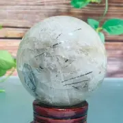 452g Natural Black Tourmaline Crystal Ball Quartz Sphere Meditation Healing