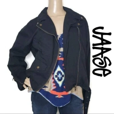 Nwt jaase Moto jacket with corset tie sides and belt long sleeve zip xs