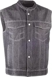 HIGHWAY 21 Iron Sights Club Collar Motorcycle Vest for Men and Women, Denim Vest with Pockets for Rugged Riding