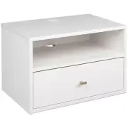 Prepac Floating Shelf Side Table with Drawer and Brushed Brass Knobs Modern