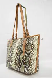 Brahmin Medium Asher Snake Embossed Leather Tote/Shoulder Bag in Taupe Hermosa.