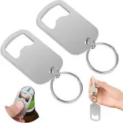 2Pcs Bottle Opener Keychain, Stainless Steel Flat Bottle Opener, Beer Bottle Cap