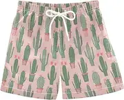 [RPLIFE] Kids Swim Trunks, Anti-Chafe Swim Trunks Boys 2T, Potted Cactus Pink