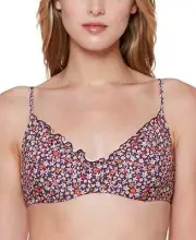 Sanctuary Women's Purple Micro Garden Shirred Bikini Top - L - Purple