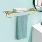 ACA 600mm Towel Holder Shelf Stainless Steel Bath Rack Double Rail Brushed Gold