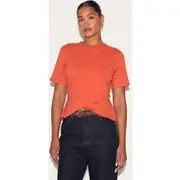Paprika Cotton Ruched Side Detail T Shirt, Paprika