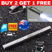 Compact Rechargeable LED Torch: Stainless Steel Mini Pen Flashlight USB pocket