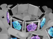 Gothic Pentagram Purple & Blue Fire Occult Pentacle Silver Bangle Charm Bracelet