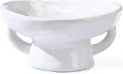 Kritkin Ceramic Bowl 8.27x4.13 Inch Ceramic Pedestal Decorative Bowl Coffee Table Decor Decorative Bowl for Counter Top, Farmhouse Table Centerpiece, Living Room, Kitchen Decor(White)