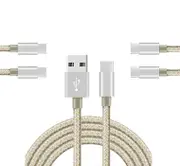 Catzon 1M 2M 3M 5Packs USB Type C Cable Nylon Braided Phone Cable Fast Charger Cable USB Cord -Gold Silver