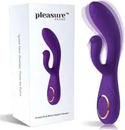 PLEASURE PULSE G Spot Rabbit Vibrator Dual Motor - Rechargeable Clitoris & Vaginal Stimulator, Adult Toy for Women, Men & Couples, Thrusting Dildo - 24 Vibration Modes (Deep Plum) - FREE SATIN POUCH