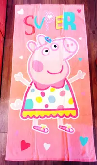 在飛比找樂天市場購物網優惠-真愛日本 台灣製造 粉紅 佩佩豬 特大印花浴巾 豬小妹 吸水