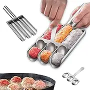 THJOPOKEEL Stainless Steel Triple Meatball Maker, Meatball Maker Tool, Spoon with Cutting, Meatball Making Mold Set, Home Cooking Tools, DIY Quick Cooking Meatballs
