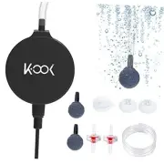 Aquarium Air Pump, 1 Watt Ultra Quiet Mini Oxygen Pump, Powerful Air Black