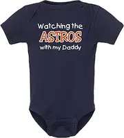 [Curiositees] Watching the Astros with My Daddy Cute Baby Bodysuit Outfit - Navy