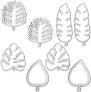 Tropical Leaf Cookie Molds Set, Mini Fondant Moulds for Cake Decorating, DIY Baking, Icing, Biscuit, Pastry – Palm, Monstera, Banana Leaf Shapes Baking Tools for Desserts, Cookies, Cupcakes (8 Pcs)