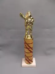 Santa Clause trophy turned wood column red marble base award