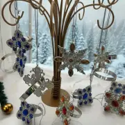 12 Mixed Colors Jeweled Napkin Rings/Tree Ornaments New