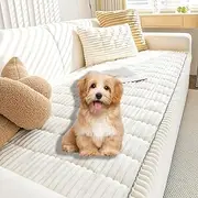 Sofa Blanket Bolster Dog Mat Couch Cover,Washable Couch Covers for 3 Cushion Couch Sofa Pet Friendly,Non Slip Soft Flannel Dog Couch Cover Protector for Dogs (27.6"×59.1",White)