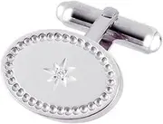 [Select Gifts] Box Set Shirt Black Tie Napkin Hook Sterling Silver Fancy Oval Diamond Cufflinks