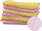 Heavy Duty Mesh Dish Scrubbers, Odor Free, Non-Scratch Kitchen Sponge, Dishes, Pots, All-Purpose for Net Dish Washing Scrubbers - Made in Korea (Pack of 6)