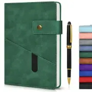 Vfaejll Green A5 Lined Leather Journal Notebook for Men Women,5.9" X 8.4" Person