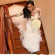 Long Sleeves African Wedding Dress Lace Bridal Gown Mermaid