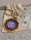 NWT Tory Burch Rotating Geo Key Fob Chain Bag Charm Fall Colors