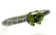 Oval AA Grade Peridot Ring Beaded Skinny Band 925 Sterling Silver E-W Sizes 3-8