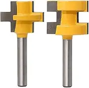 Yakamoz 1/4 Inch Shank Set of 2 Pieces Matched Tongue Groove Router Bit Set Woodworking Tool Carbide Milling Cutter