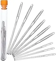 BetyBedy Large-eye Blunt Needles Stainless Steel Yarn Knitting Needles 9 Pieces Sewing Needles Perfect for Finishing off Crochet Projects (Silver)