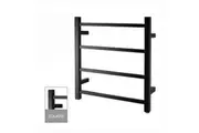 AQUAPERLA 4-Bar Heated Towel Rail - Square Bars - Matte Black (W500mm x H520mm)