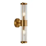 Belfast Antique Brass Clear Rod Glass Up and Down Wall Light